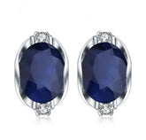 Natural Gemstone Fashion Oval Shape Silver Studs Earrings for Women